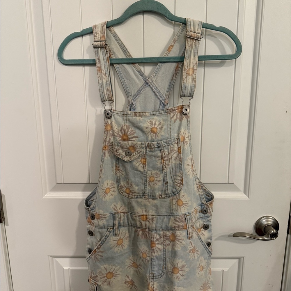Floral Denim Overalls